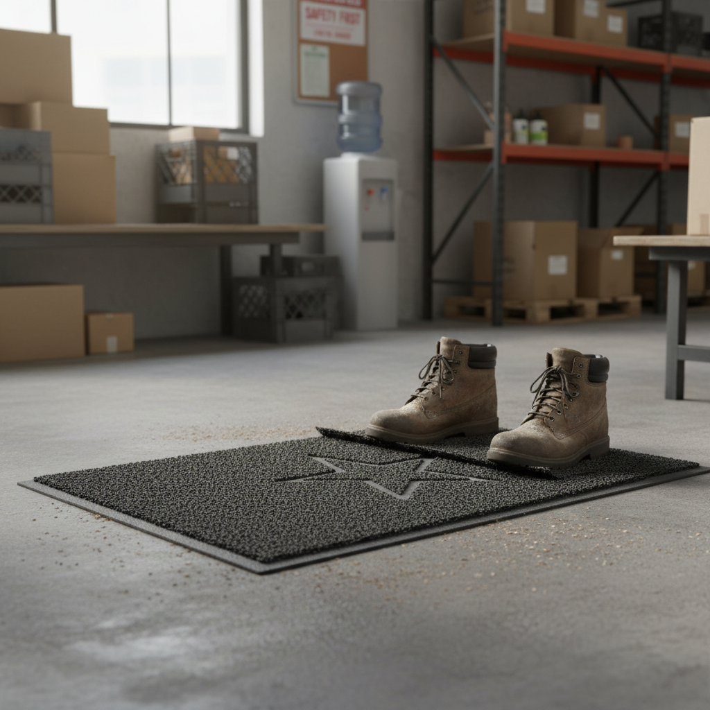 Premium Indoor and Outdoor Star Embossed Spaghetti Mat - Dark Grey, Non-Slip, Machine-Washable, Available in Multiple Sizes