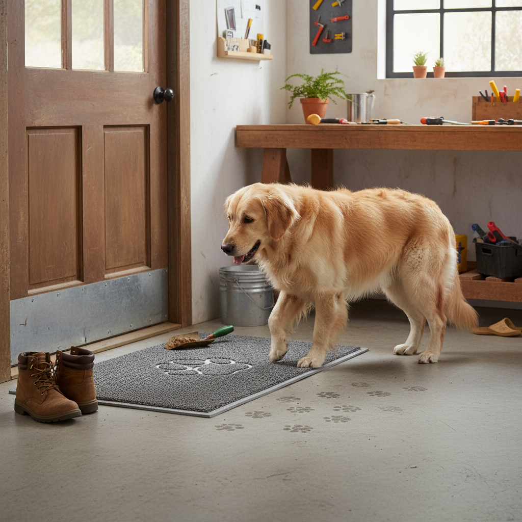 Premium Paw Print Embossed Spaghetti Door Mat - Non-Slip, Machine-Washable, Durable, and Stylish for Indoor and Outdoor Use