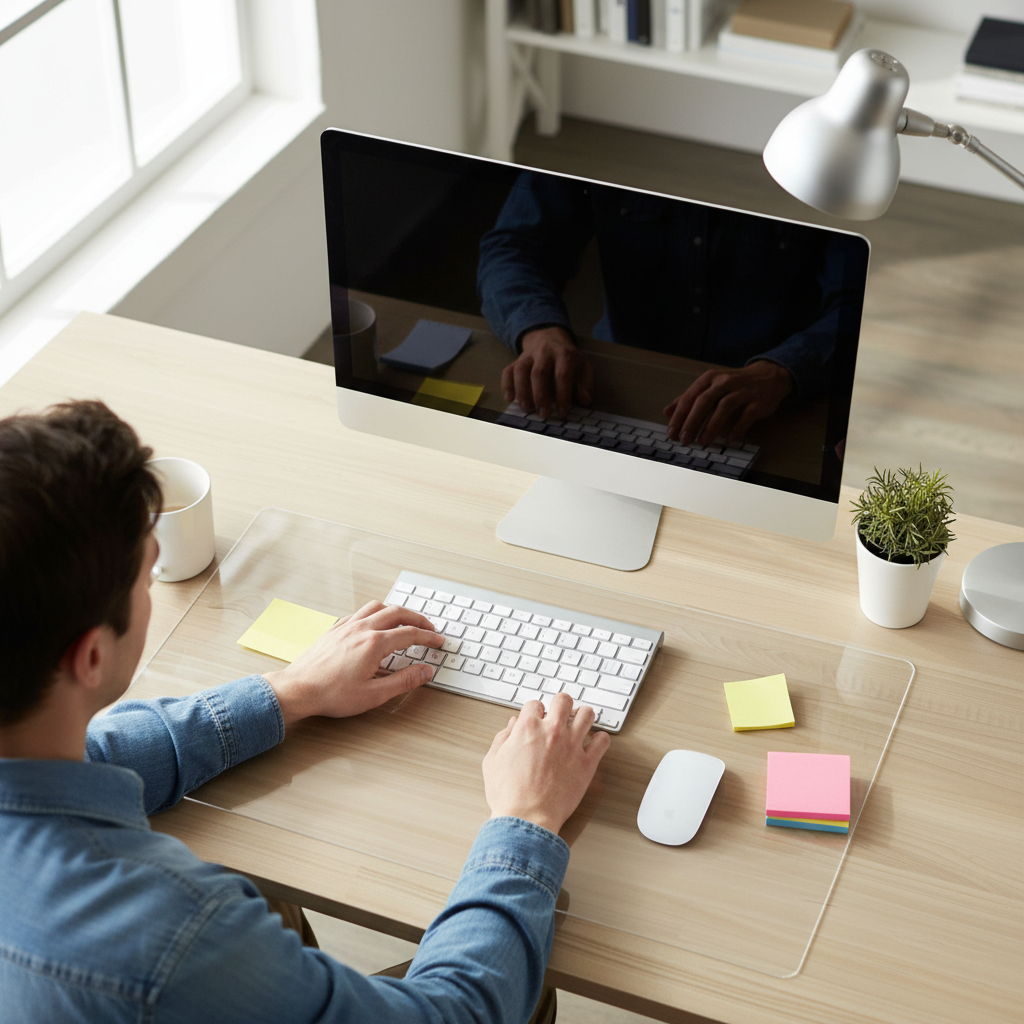 Premium PVC Clear Desk Mat - Transparent, Eco-Friendly, Waterproof, and Customizable with Anti-Slip Grip