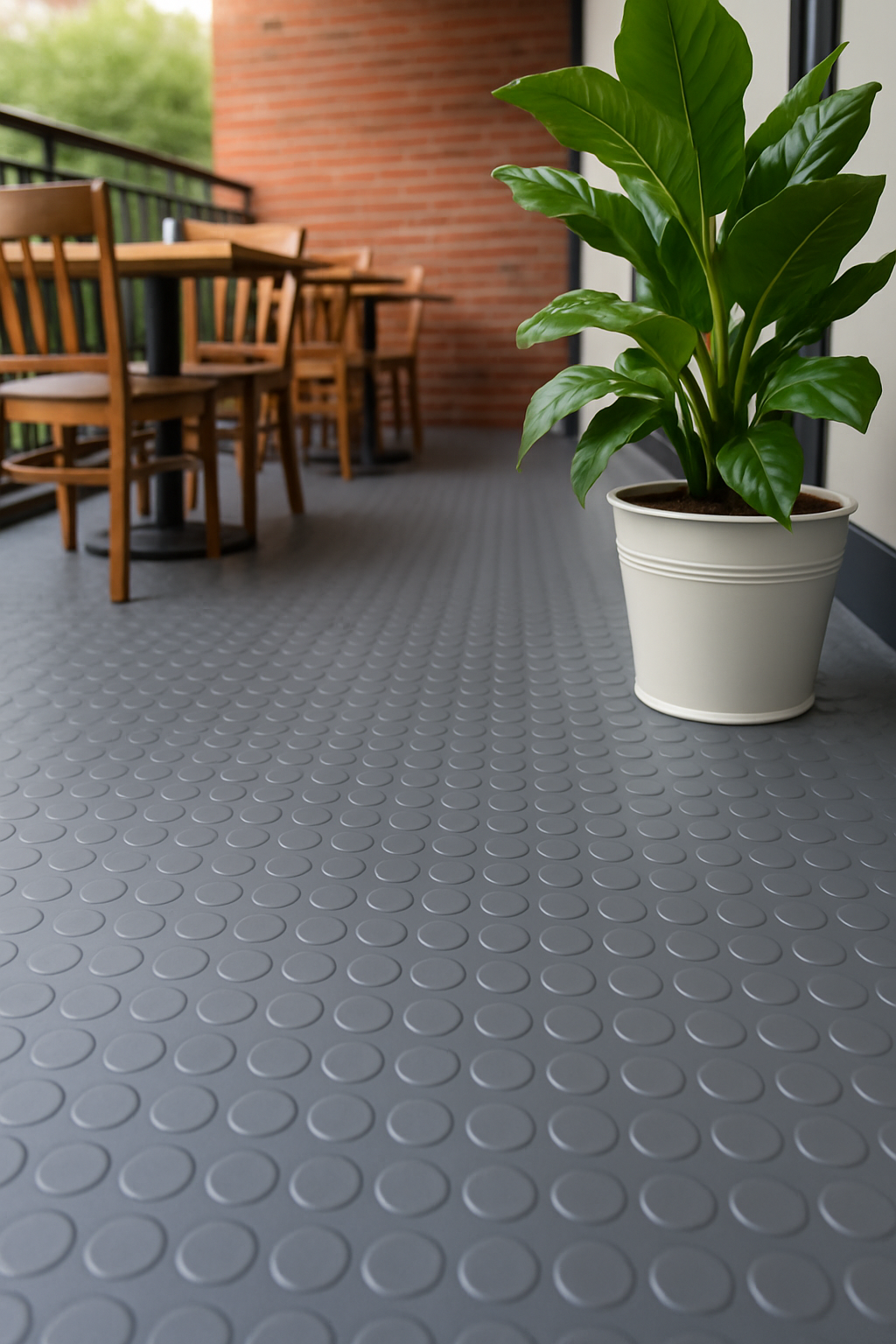 Heavy Duty Rubber Flooring Round Stud Pattern - Durable, Non-Slip, Easy-Clean Flooring for High Traffic Areas, Stylish and Versatile - Linear Metre