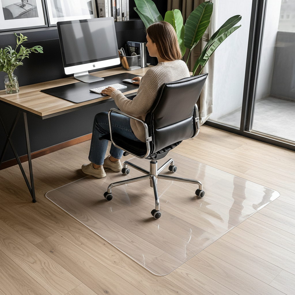 Premium Chair Mat for Hard Floors - 100x100cm, 2mm Thick, Durable PVC with Transparent and Frosted Finishes