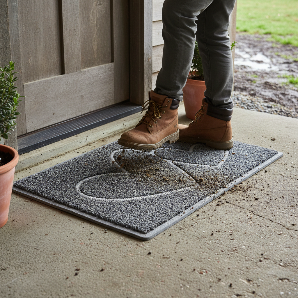 Premium Double Heart Embossed Spaghetti Doormat with Non-Slip Backing, Machine-Washable and Fade-Resistant Design in Multiple Colors and Sizes