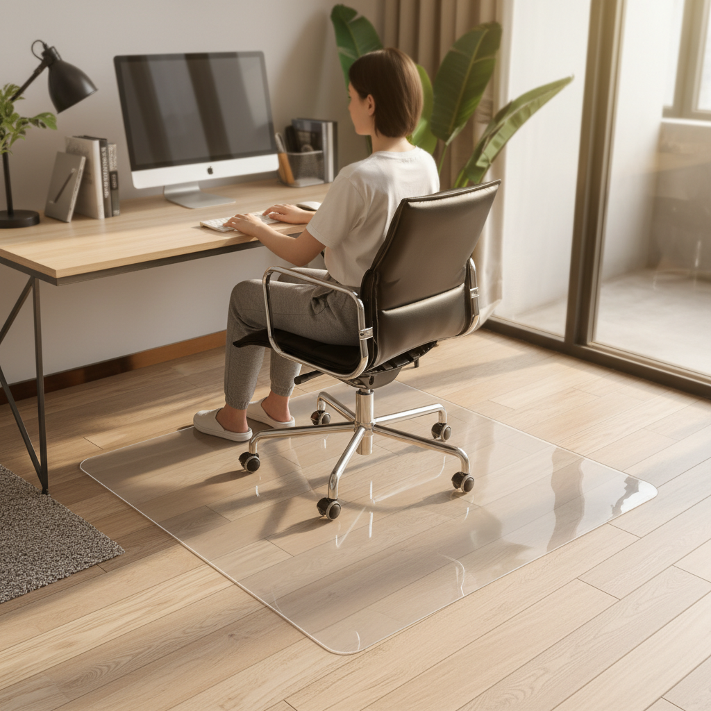 Premium Chair Mat for Hard Floors - 100x100cm, 2mm Thick, Durable PVC with Transparent and Frosted Finishes