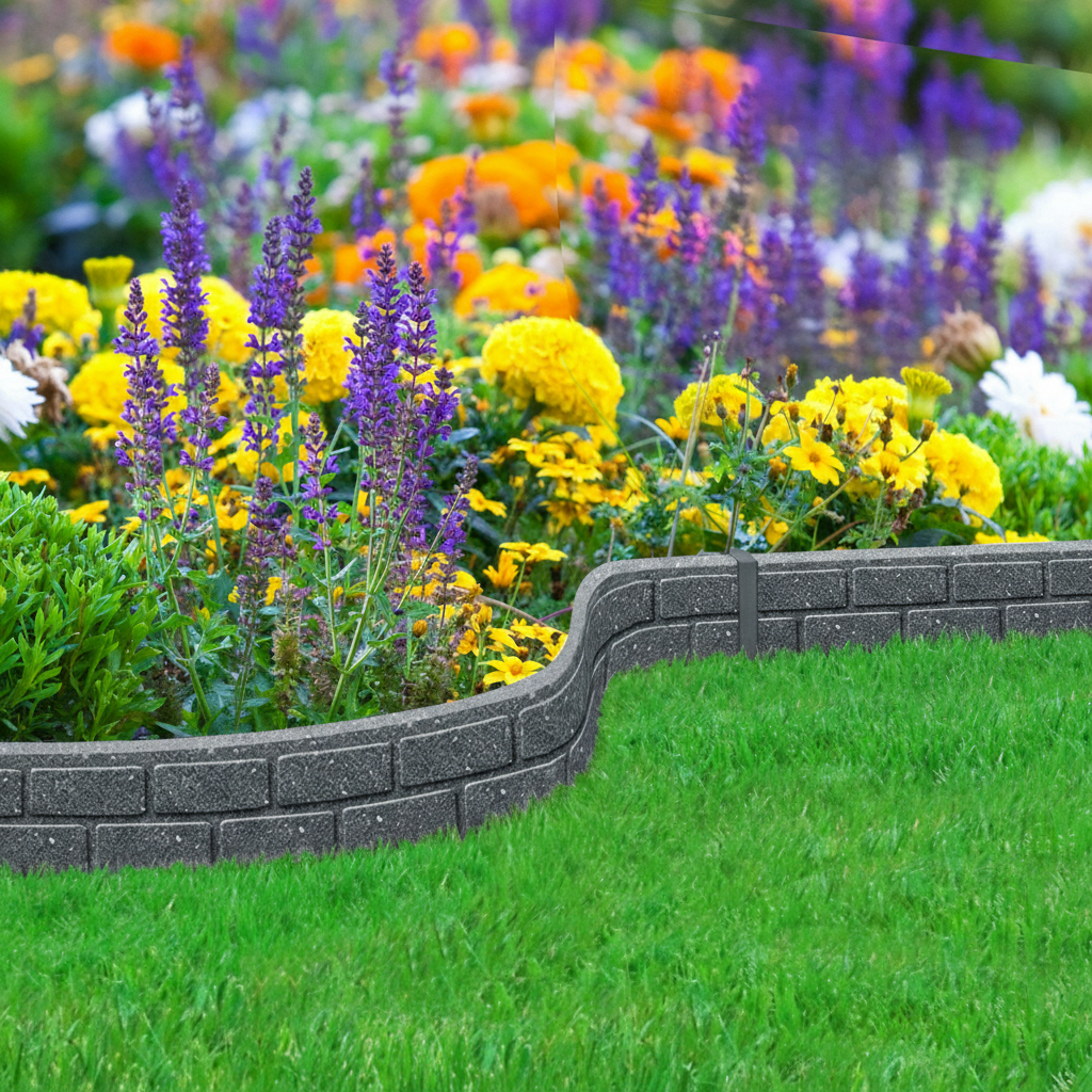 Premium Eco-Friendly Recycled Rubber Lawn Edging Ultra Curve Bricks - Durable, Flexible and Weather-Resistant Garden Border Solution