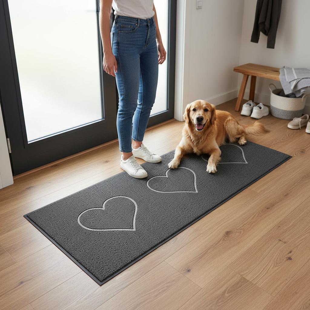 Premium Triple Heart Runner Mat - Durable, Anti-Slip Entrance Mat for High-Traffic Areas, Easy to Clean, 150x60cm