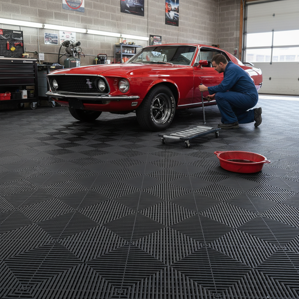 Professional Modular Interlocking Ribbed Floor Tiles - Heavy Duty, Non-Slip, Self-Draining with Customizable Colors