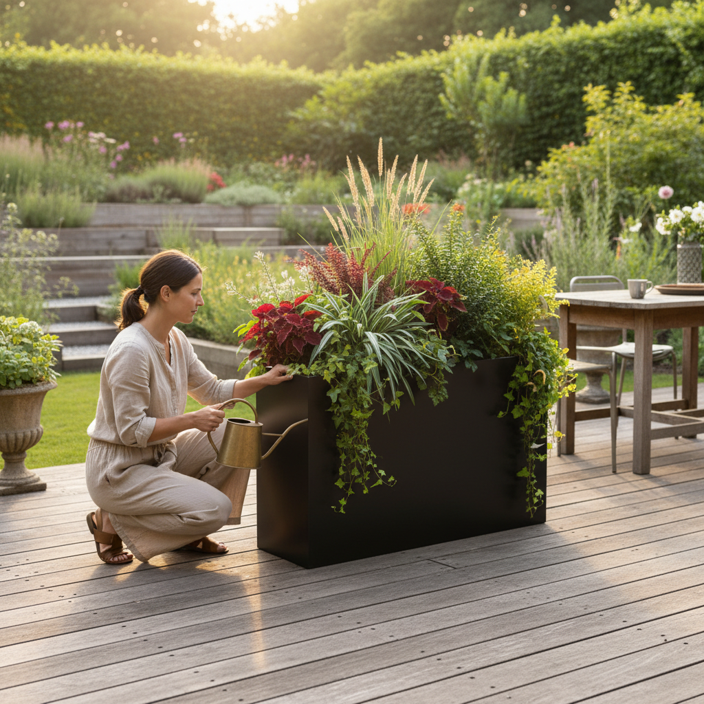 Premium Galvanized Metal Trough Planter - 90cm x 30cm x 82cm for Indoor and Outdoor Use