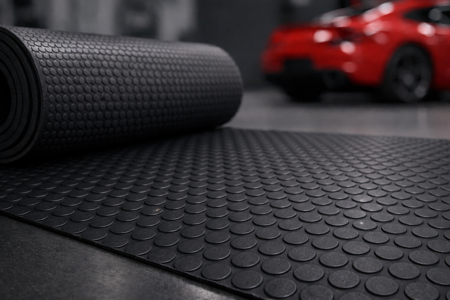 Heavy Duty Non-Slip Rubber Floor Matting - Dot Stud Penny Pattern, Multi-Colour, Durable, High Slip Resistance, Anti-Creep, Cold Insulation