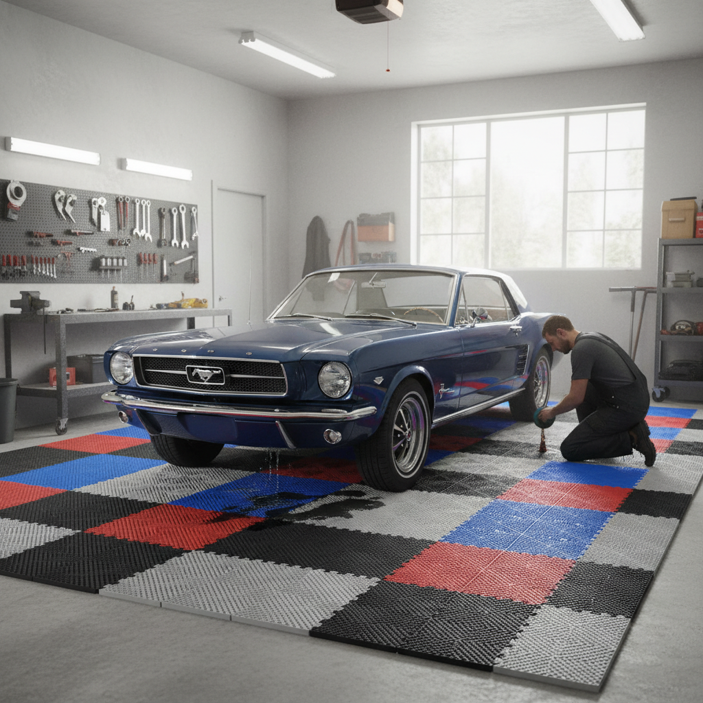 Heavy Duty Modular Interlocking Ribbed Floor Tiles - Durable, Oil Resistant, Quick Installation, Various Colors, 400mm x 400mm x 18mm