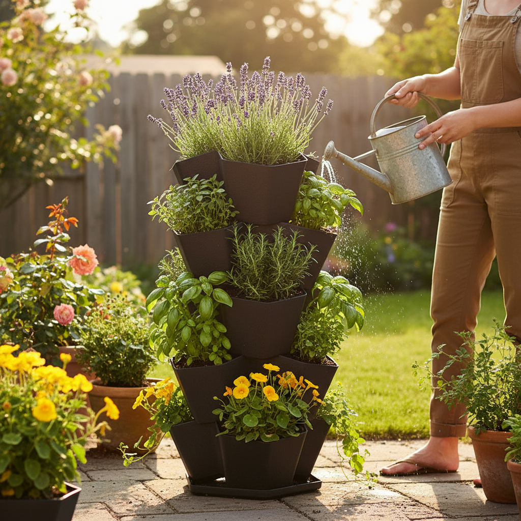 Premium 5-Tier Stackable Planter - Eco-Friendly Vertical Garden Solution for Limited Spaces