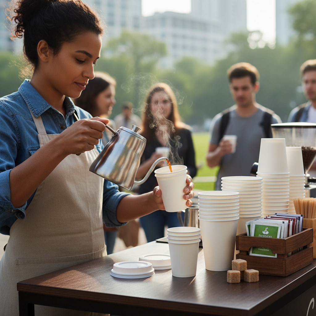 Premium Eco-Friendly Plain White Coffee Cups - Leak-Proof, 250gsm, Multiple Sizes Available for Hot or Cold Beverages