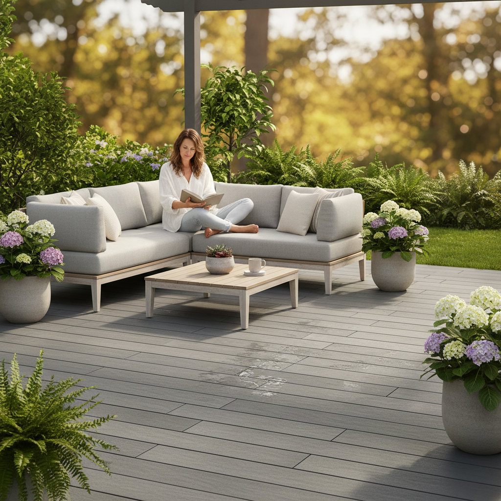 Premium Pack of 12 PVC Decking Tiles - Grey, Durable Outdoor Flooring for Patios and Pathways