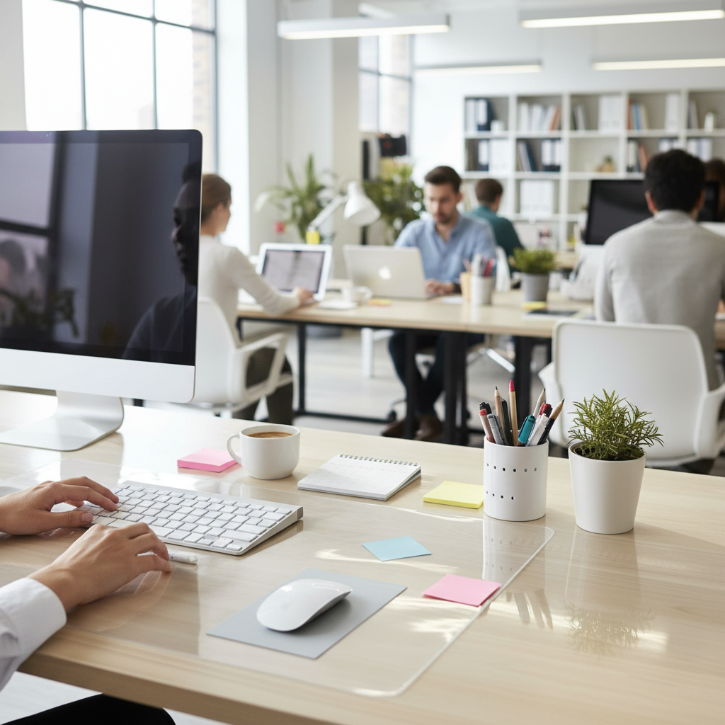 Premium PVC Clear Desk Mat - Transparent, Eco-Friendly, Waterproof, and Customizable with Anti-Slip Grip