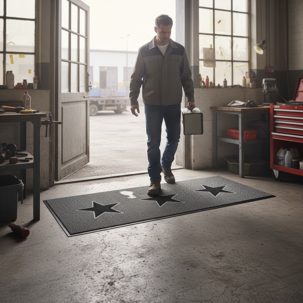 Premium Durable Door Mat Runner with Inlayed Stars - 150x60cm for High-Traffic Areas