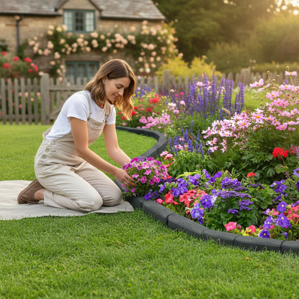 Premium Garden Edging Stomp Edge Border Made from Recycled Rubber for Easy Installation and Long-Lasting Durability