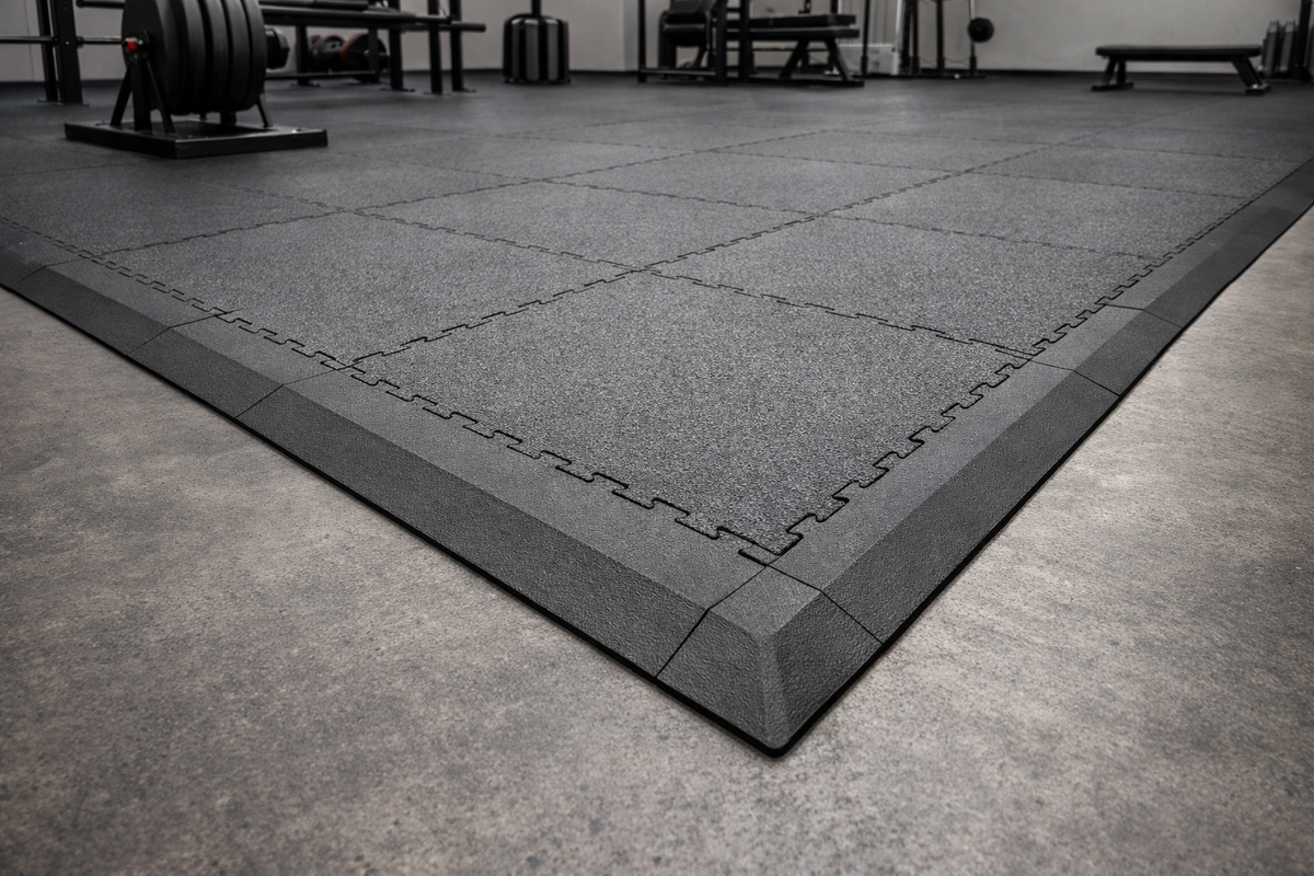 Rubber Gym Mats 16mm – 500mm & 1m Square Heavy Duty Anti-Slip Impact Absorbing Tiles with Ramped Edges, photo 4