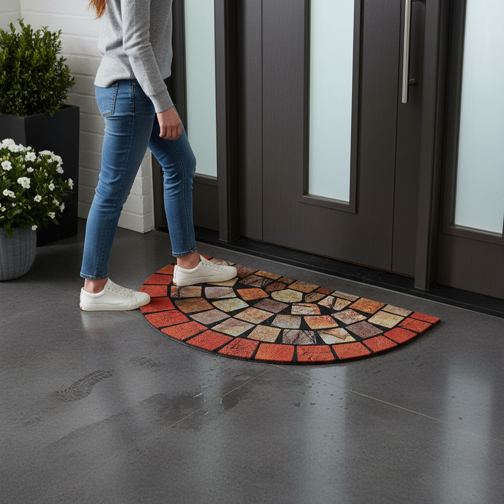 Premium Halfmoon Tile Barrier Doormat with Eco-Friendly Design, Non-Slip Surface, and Easy Maintenance - Ideal for Indoor and Outdoor Use