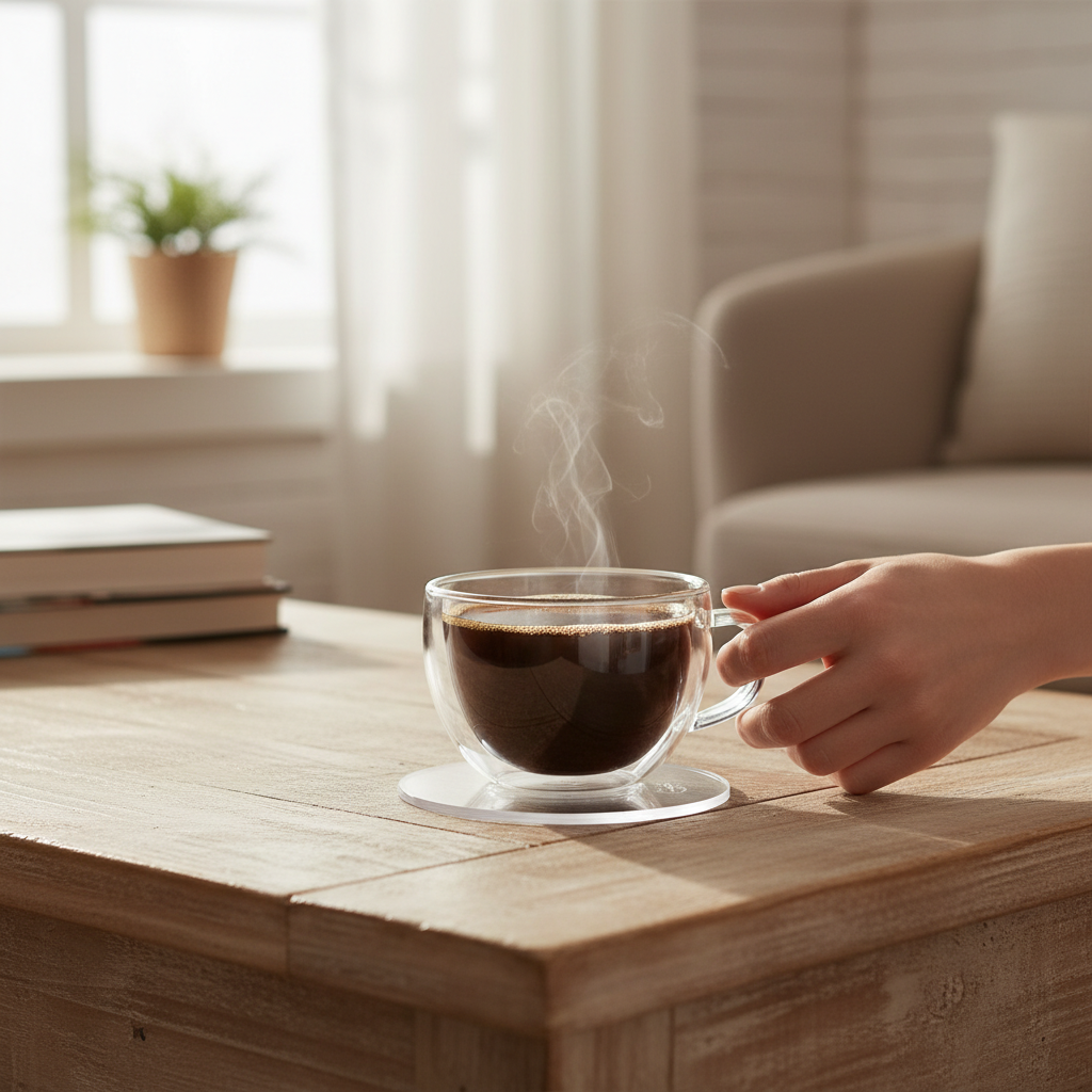 Premium Clear and Frosted PVC Drink Coasters - Round and Square Designs for Modern Elegance and Surface Protection