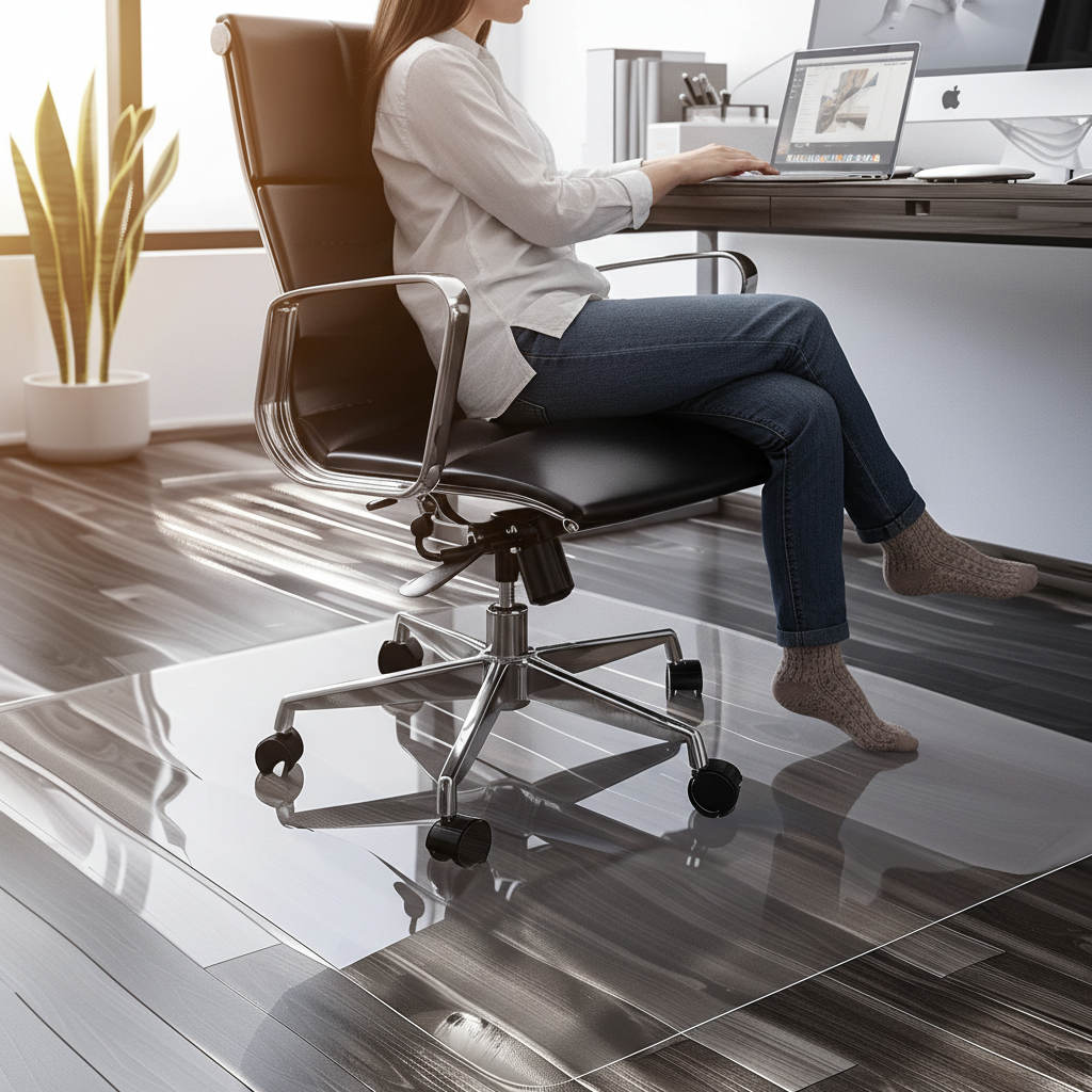 Premium Chair Mat for Hard Floors 90x120cm - Durable PVC, 2mm Thickness with Transparent and Frosted Finish