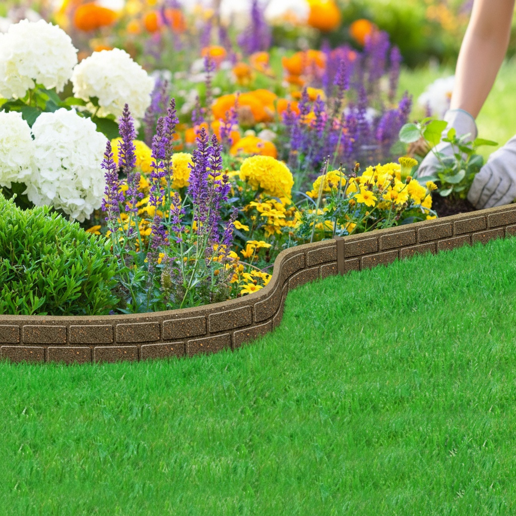 Premium Recycled Rubber Lawn Edging Ultra Curve Bricks - Eco-Friendly and Durable Garden Border Solution