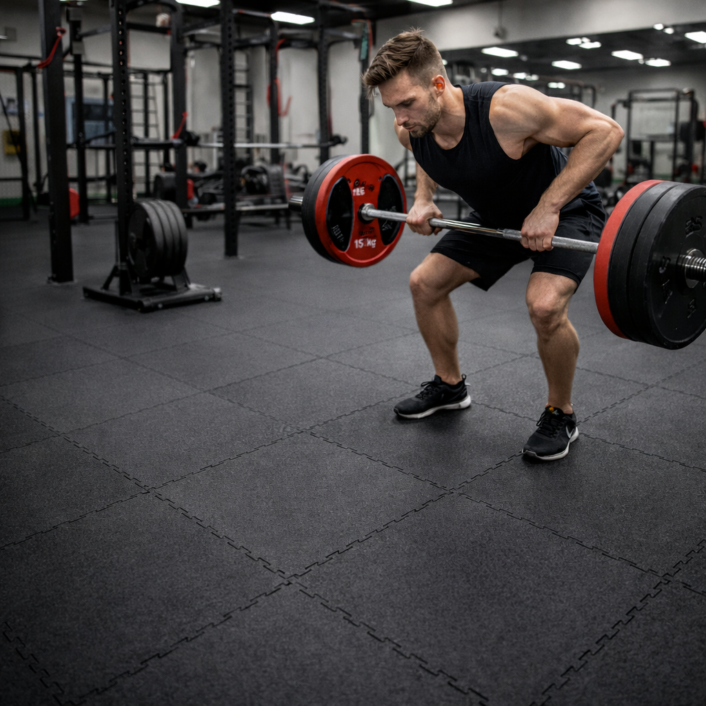 Rubber Gym Mats 16mm – 500mm & 1m Square Heavy Duty Anti-Slip Impact Absorbing Tiles with Ramped Edges, photo 2