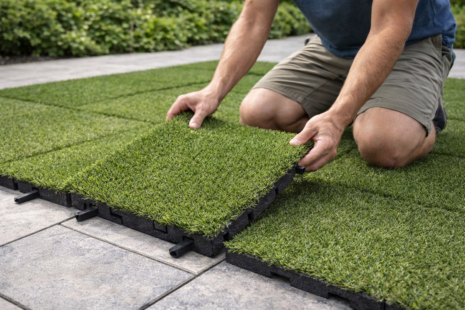 Interlocking Artificial Grass Tiles with Rubber Base – 25mm & 30mm Thick Outdoor Safety Flooring for Balconies, Play Areas, Patios & Gyms