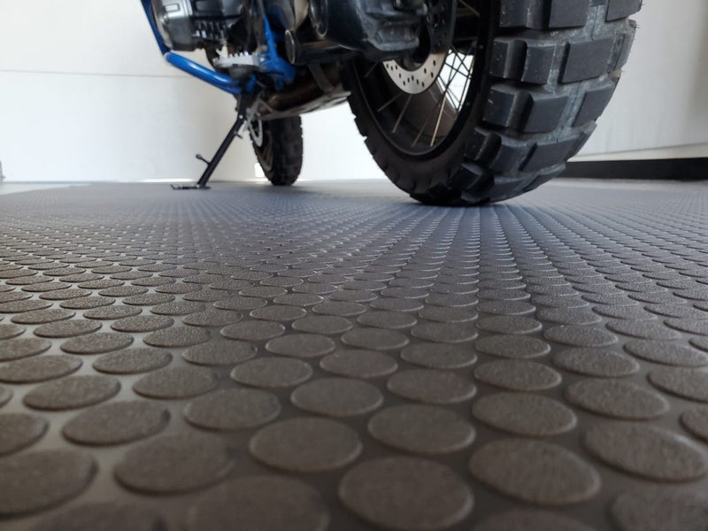 Rubber Garage Flooring Dot Penny Pattern Linear Metre