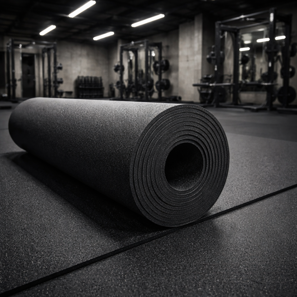 Heavy-Duty Rubber Gym Flooring – Non-Slip Roll Matting, Custom Cut for Home & Commercial Use