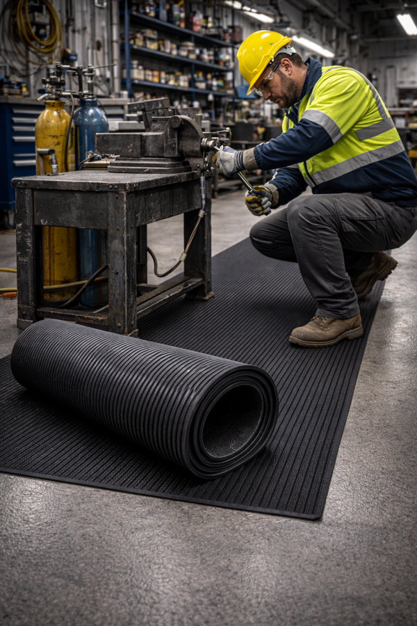 Fine Ribbed Rubber Matting – 3mm to 10mm Thick, 0.9m & 1.2m Wide Anti-Slip Commercial Matting, Per Linear Metre