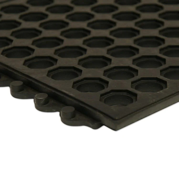 Heavy-Duty Non-Slip Rubber Link Mats with Drainage Holes – 16mm Thick, Ideal for Workshops, Pool Areas & Decking