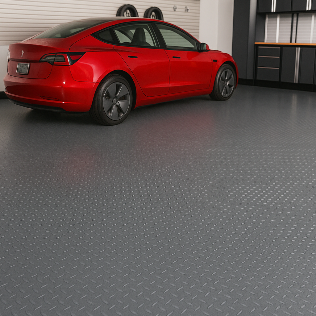 Diamond Tread PVC Rubber Flooring Linear Metre - Heavy Duty, Non-Slip, Chemical Resistant, Checker Pattern, High Insulation, Wet & Dry Areas