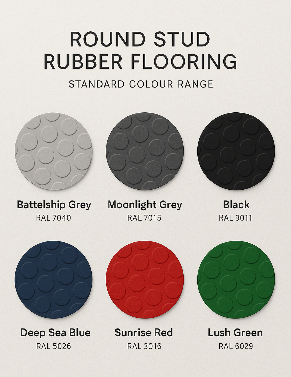 Heavy Duty Round Dot Safety Flooring Linear Metre - Non-Slip, Oil & Chemical Resistant, Ideal for Wet & Dry Areas, High Insulation Properties