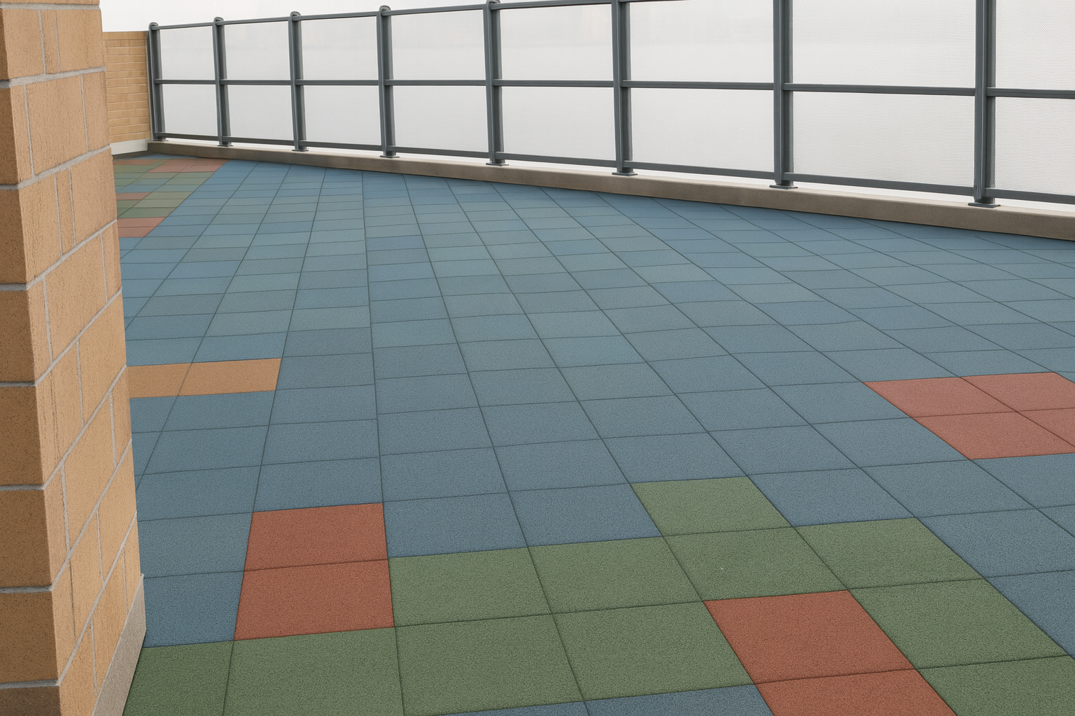 Play Area Safety Interlocking Rubber Tiles - EPDM, UV Stable, Non-Slip, Easy Drainage, Low Maintenance - 4 Colours