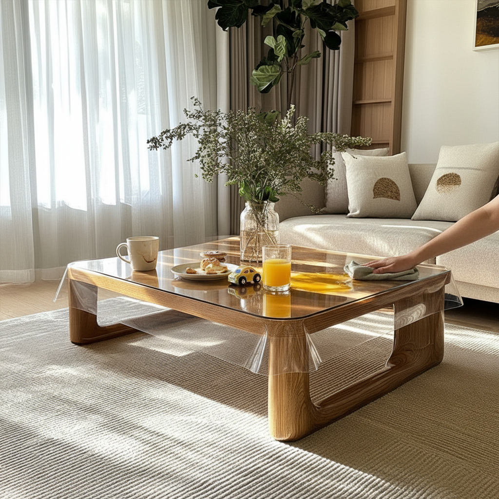 Premium 2mm Thick Clear PVC Table Cover - Durable, Customizable Sizes for Versatile Protection