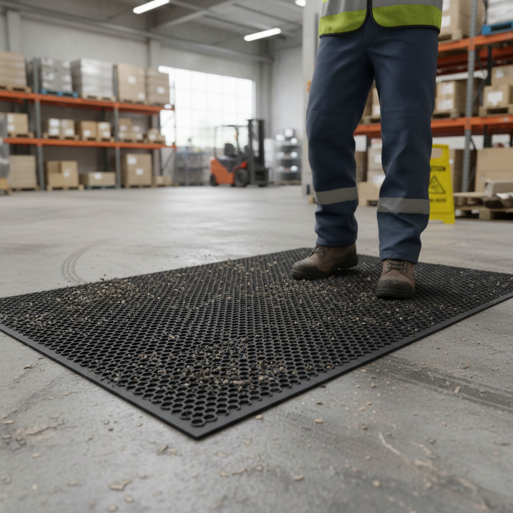 Premium Heavy Duty Hexagon Pattern Rubber Door Mat for All Weather Conditions with Anti-Slip Backing and Elegant Design