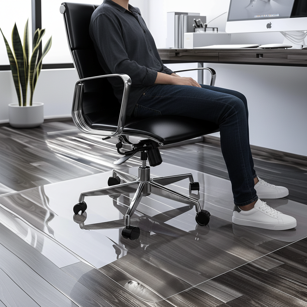 Premium Chair Mat for Hard Floors - 114x130cm, 2mm Thick, Durable PVC with Transparent and Frosted Finishes