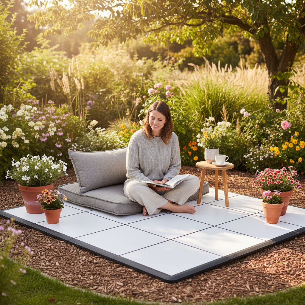 Premium Portable Modular Floor Kit 46cm x 46cm - Durable Vinyl and Polypropylene for Easy Installation and Versatile Use