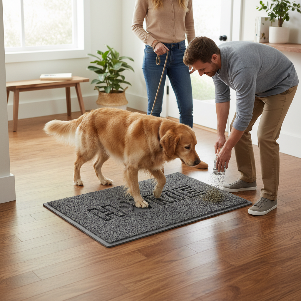 Premium Indoor Paw Embossed Spaghetti Doormat - Non-Slip, Machine-Washable, Fading & Stain Resistant, Multiple Colors and Sizes