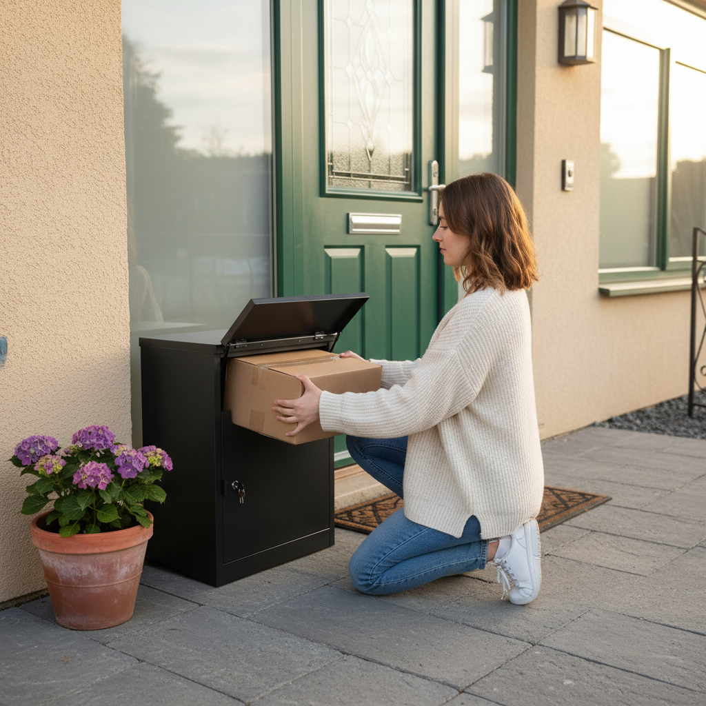 Premium Outdoor Metal Parcel Box - Secure, Weather-Resistant, Lockable Delivery Solution with Spacious Design and Soft Landing Mat