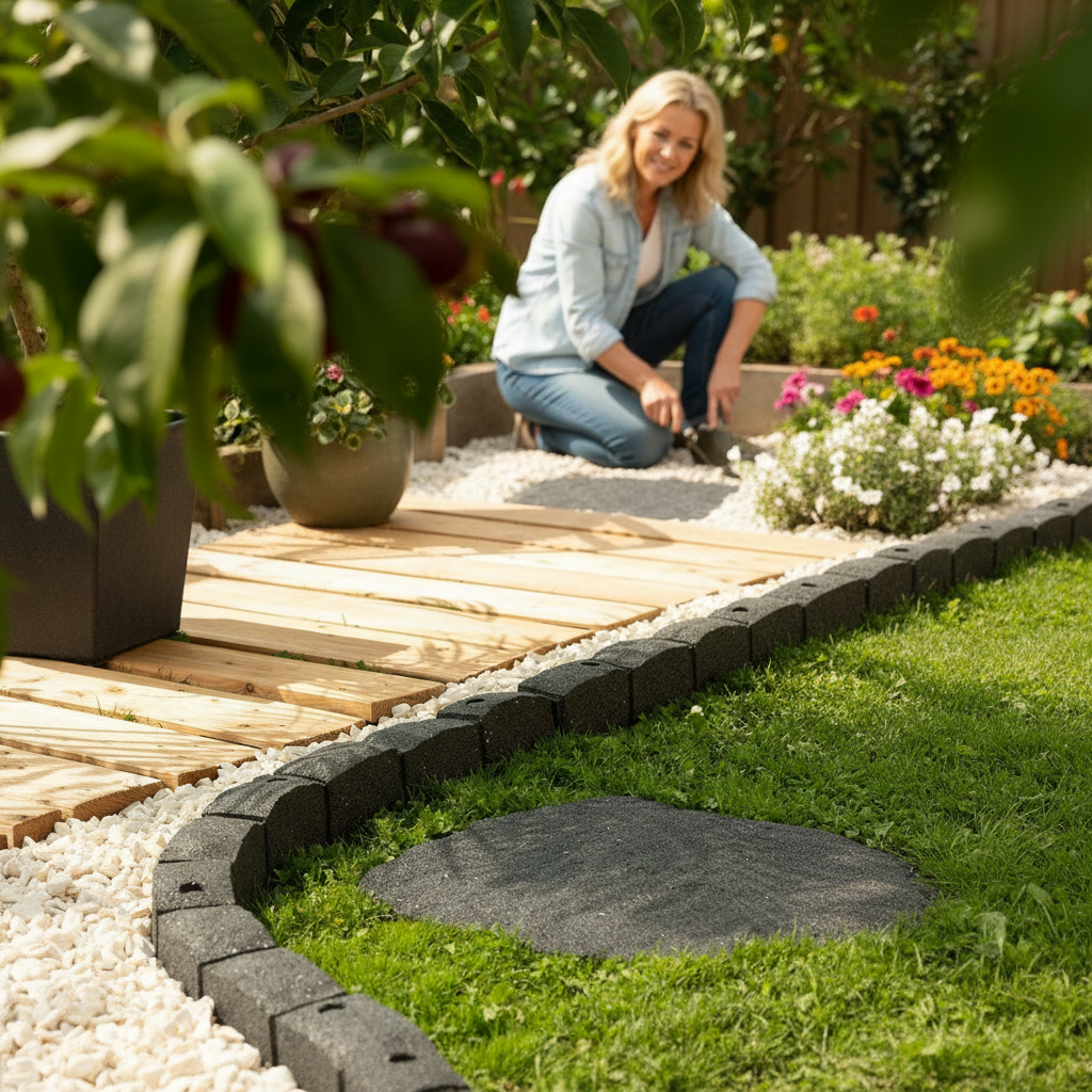 Premium Recycled Rubber Roman Stone Garden Border - Flexible, Durable, Easy to Install Edging for Flower Beds and Paths