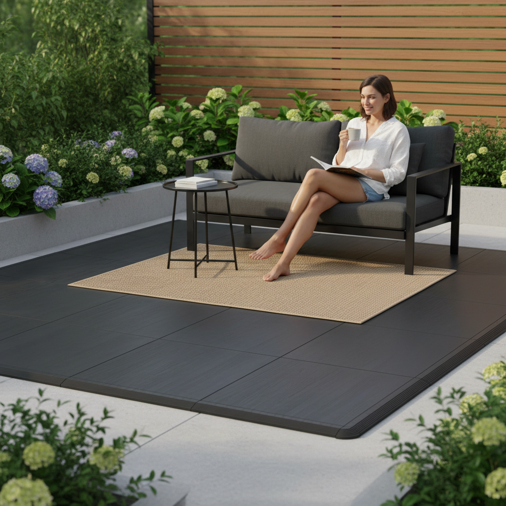 Premium Portable Modular Floor Kit 46cm x 46cm - Durable Vinyl with Wood Effect, Ideal for Events and Commercial Spaces