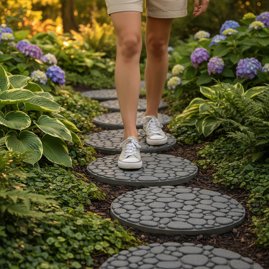 Premium Eco-Friendly Garden Stepping Stones - Durable Recycled Rubber with Non-Slip Surface and Weather Resistance for Outdoor Use