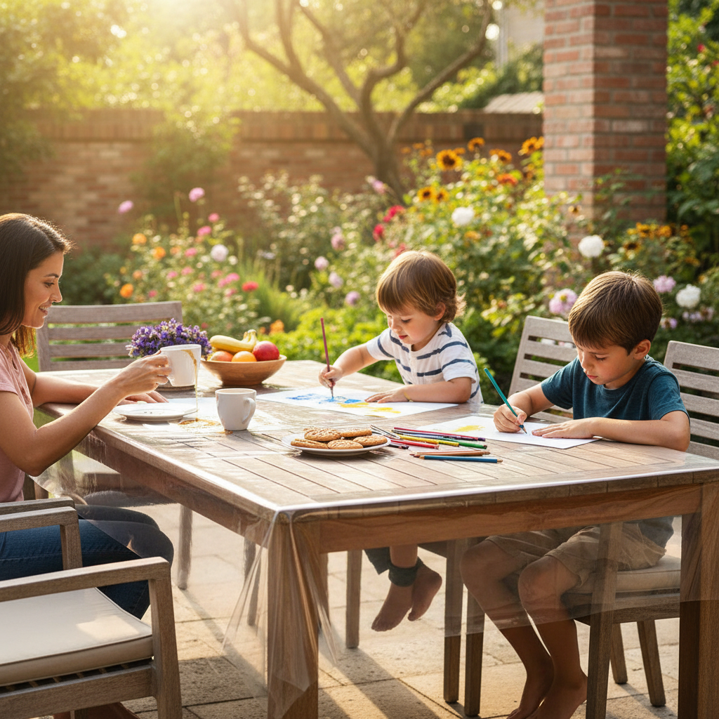 Premium 2mm Transparent PVC Tablecloth - 1.45m Wide, Customizable Length for Dining Protection