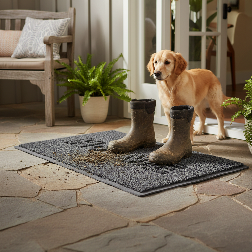 Premium Indoor Paw Embossed Spaghetti Doormat - Non-Slip, Machine-Washable, Fading & Stain Resistant, Multiple Colors and Sizes