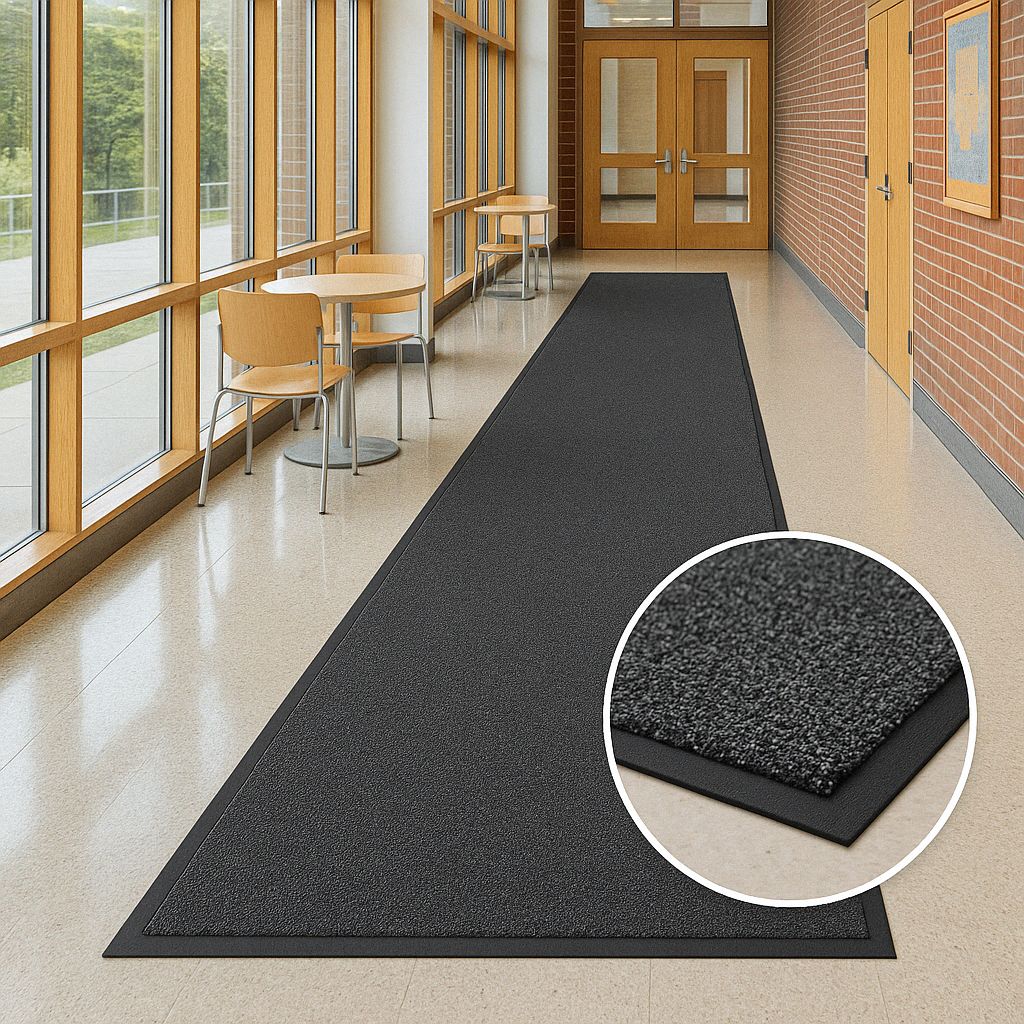 Heavy Duty Barrier Runner Non-Slip Mat High Traffic Entrance Mat with Dual-Level Surface, Durable Polymer Base, Bevelled Edges, and Anti-Creep Finish