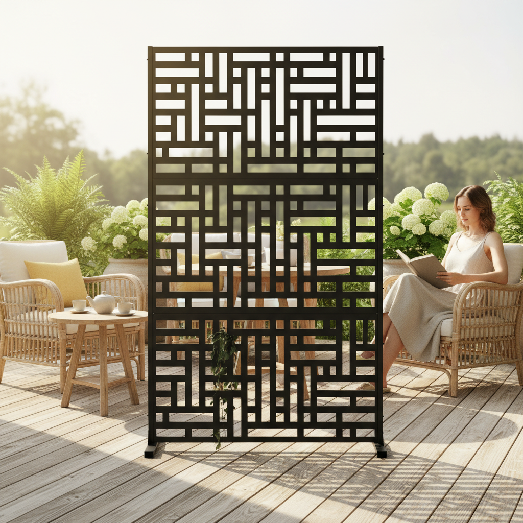 Premium Metal Indoor/Outdoor Privacy Screen 90cm x 180cm - Durable and Elegant with Weather-Resistant Finish