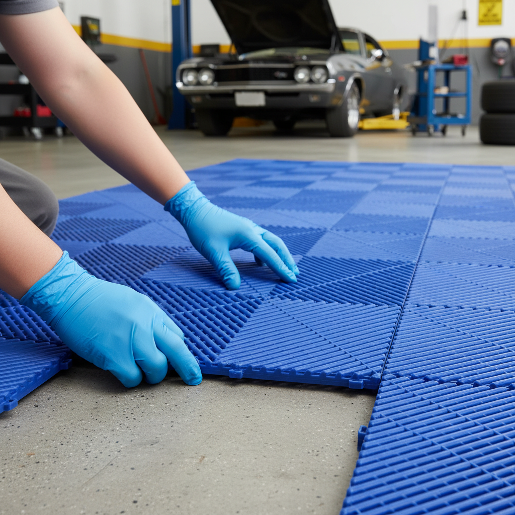 Premium Modular Interlocking Ribbed Garage Floor Tiles - Heavy Duty Polypropylene, Easy Installation, and Durable Design for Commercial Use