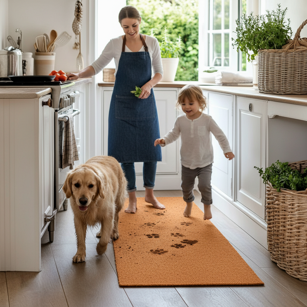 Premium Non-Shed Synthetic Coir Runner Mat for Hallways and Kitchens - Weather-Resistant with Non-Slip Backing and Low-Profile Design