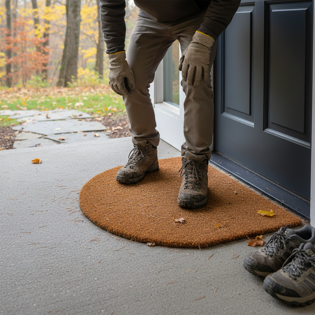 Premium Non-Shed Synthetic Coir Doormat - Halfmoon, Weather-Resistant, Non-Slip Backing, Ideal for Busy Entryways