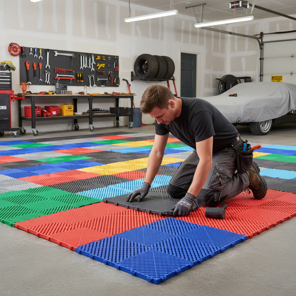 Premium Modular Interlocking Ribbed Floor Tiles - Heavy Duty, Non-Slip, Chemical Resistant, 400mm x 400mm